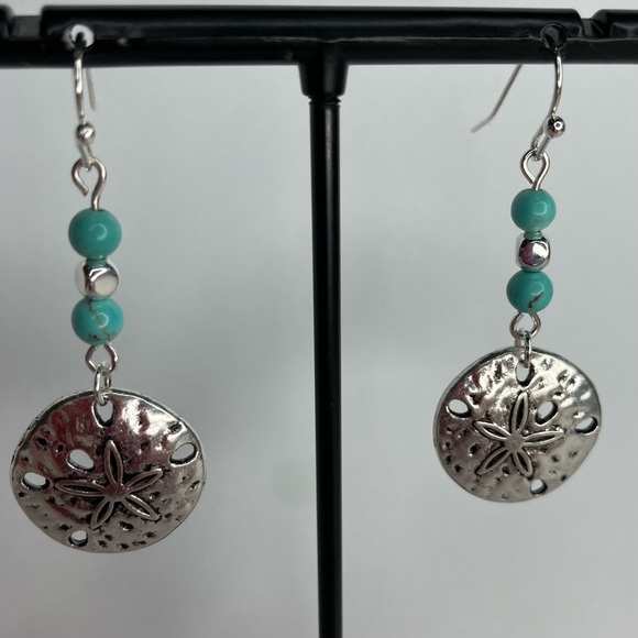 ๐ฐ ๐ ๐ ๐ ๐ ๐ฐ Sand Dollar and Turquoise Dangle Earrings - Picture 10 of 15